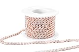 KAOYOO 5 Yards 3MM Zircon Rhinestones Close Chain Beaded Trim for Sewing Crafts,DIY Decoration（Rose