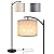Rottogoon Floor Lamp for Living Room, LED Standing Lamp with 2 Lamp Shades Tall Industrial Arc Floor Lamp Reading for Bedroom, Office, Study Room (9W LED Bulb, Beige & Gray Shades Included)