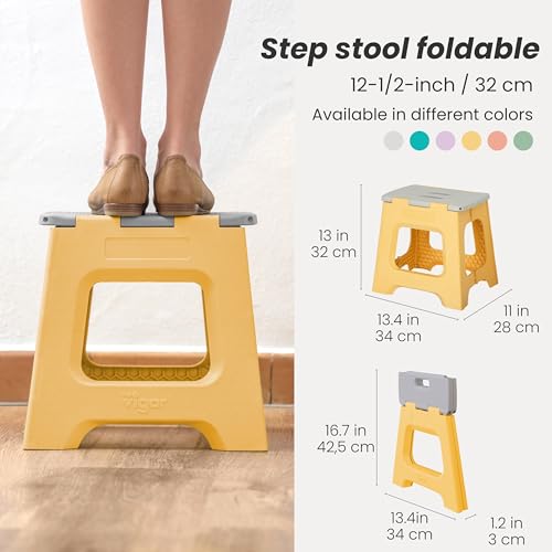Image of Vigar Compact Folding Step Stool, 12-1 /2 in, Yellow