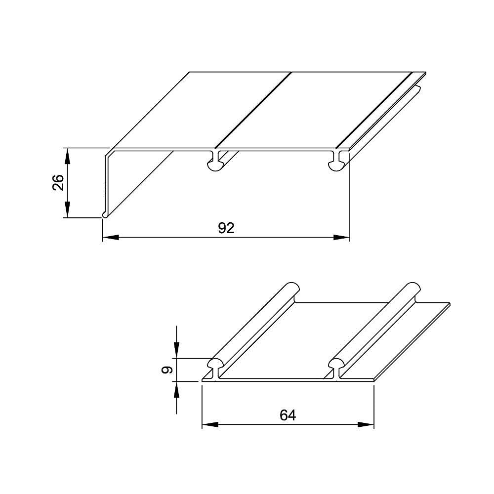 Kit SLID'UP 220 aluminio anodizado bronce para 3 puertas correderas de armario de 18 mm - carril 2,7 m - 70 kg