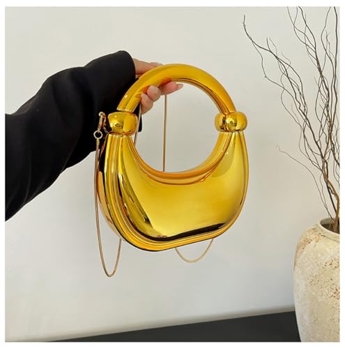 Image of Acrylic Evening Clutch Purse Top-handle Moon Hobo Bag, Elegant Marble Handbag for Wedding Cocktail Party