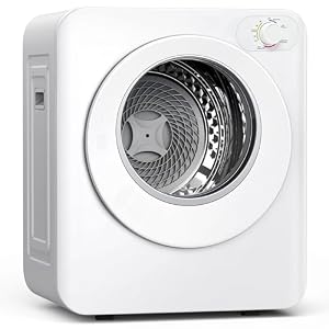 Euhomy Portable Clothes Dryer, 1.5 Cu.Ft. Portable Dryer, 850W Drying Machine with Front-Loading Stainless Steel Drum, 5 Functions, Suitable for Apartments, Dorms, RVs, Small Spaces