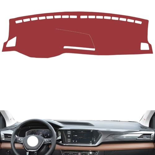 Leather Dash Board Cover mat Compatible with VW Tharu 2019-2022，Anti-Slip,Sun Protection Dashboard Cover-red