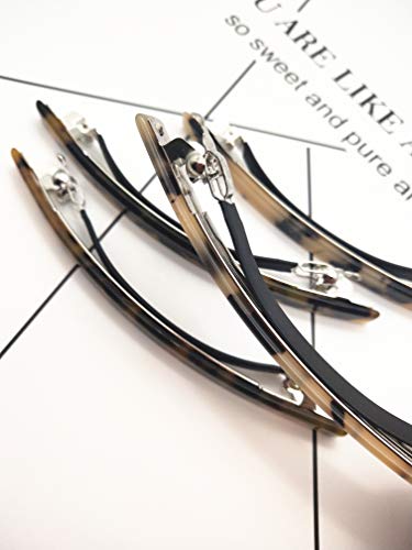 4 Pack 4 Inches Elegant Automatic Hair Clip Long And Thin Handmade Celluloid Onyx Hair Clip Barrette Ponytail Holders For Women Girls #TOP2