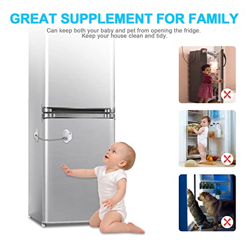 2 Pcs Fridge Lock, Refrigerator Lock For Children, Mini Fridge Locks For Kids, Freezer Lock, Used In Refrigerator Door, Cabinets, Drawers, Toilet Seat (White, 2.1Inch X 1.5Inch) #TOP2