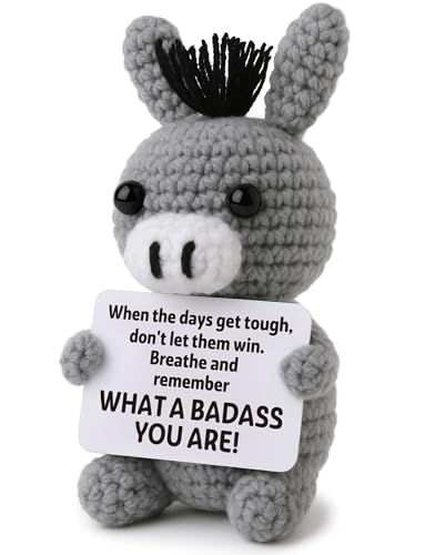 Funny Positive Badass Donkey Crochet Plush,...