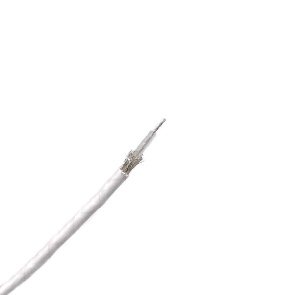 Remington Industries RG-188A/U Coaxial Cable, Single-Shielded, 0.100" Diameter Coax with White PTFE Jacket, 4 ft Length