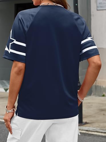 Image of LovelyWholesale Women's Oversized V Neck Jersey Shirts Summer Football Graphic Tee