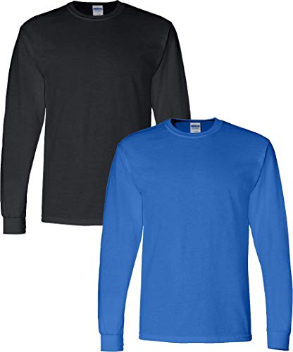 Image of Gildan - DryBlend 50 /50 Long Sleeve T-Shirt 2-Pack 8400-2XL-Black-Royal