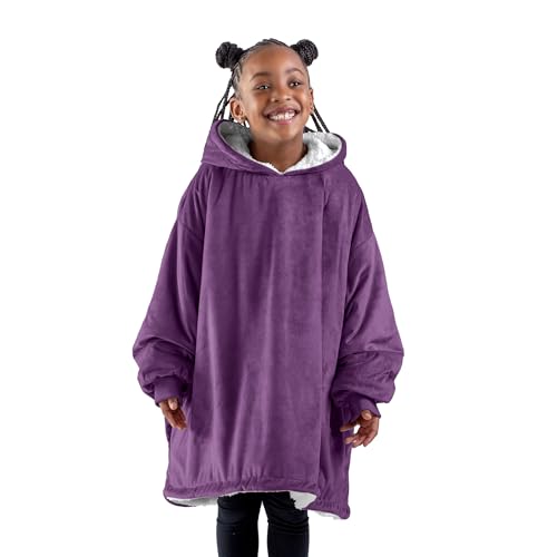 Bare Home Wearable Blanket Hoodie - Soft Plush Sherpa - Warm and Cozy - Oversized Wearable Blanket - Adult & Kid Sizes