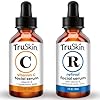 TruSkin Naturals Suero facial Duo – Suero de retinol para la cara y suero de vitamina C antienvejecimiento para el cuidado de la piel para mujeres, cuidado de la piel para una piel brillante, suave y