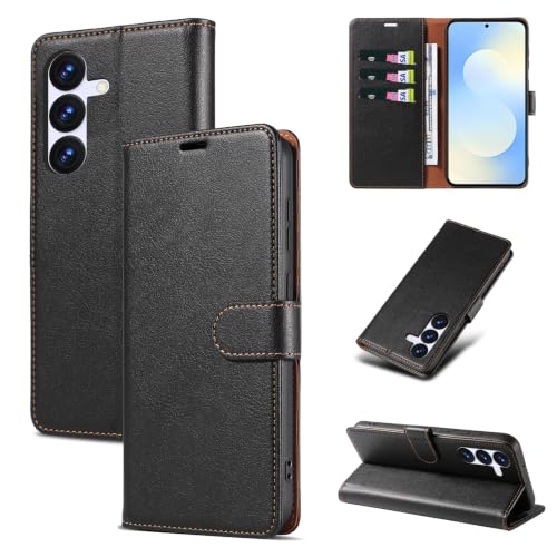 RKINC Wallet Case for Galaxy S24 5G, 3 Card Holders, Jet Black