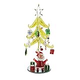 LS Arts XM-626 Santa Christmas Glass Tree - Green - Santa - 8