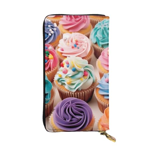Birthday Cupcakes Wallet For Women Men Clutch Rfid Blocking Leather Wallets Large Capacity Purse Credit Card Holder Money Case With Zipper Phone Holder Long Travel Purse