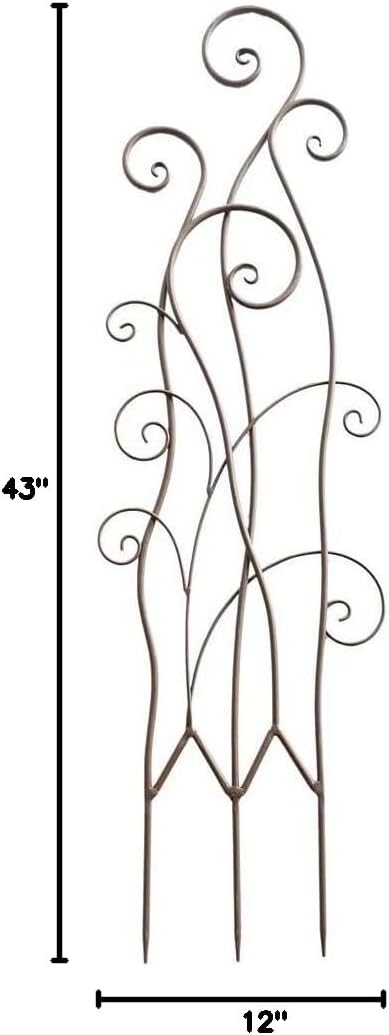 Wind & Weather Swirl Trellis with Metal Spirals 12-Inch Wide by 43-Inch High by 0.75-Inch Deep Garden Trellis with Beautiful Scrollwork Swirls