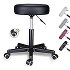 Zedelmaier Rollhocker Bürohocker höhenverstellbar 360°drehbarer Arbeitshocker mit Rollen und 10cm Polsterung Sitzhöhe 46–60cm belastbar bis 130 kg Friseurhocker Kosmetikhocker (Schwarz)