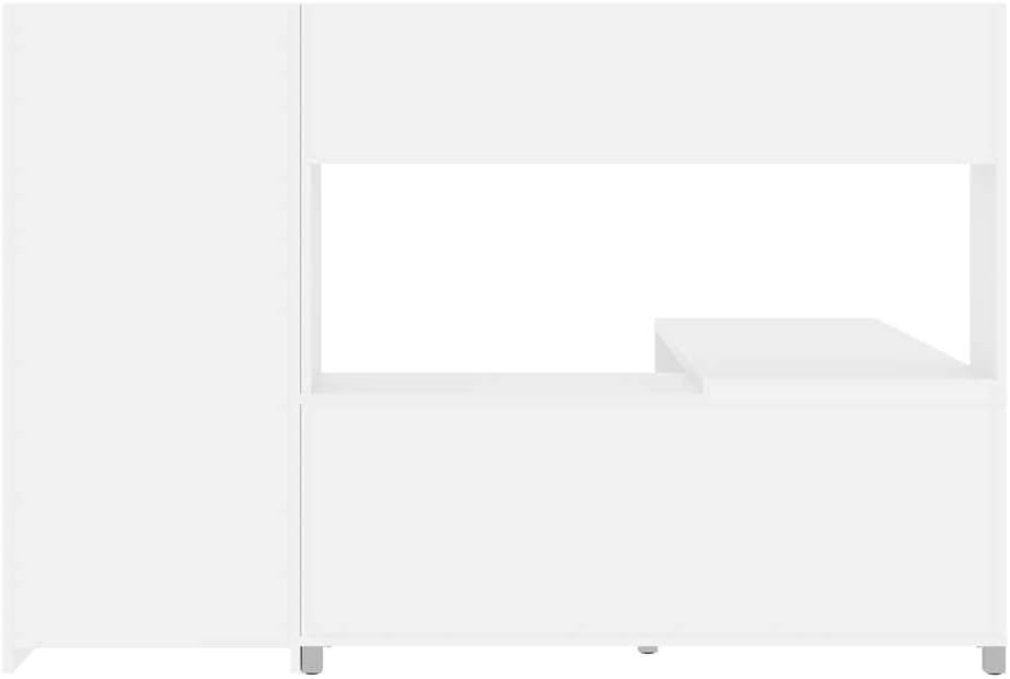 Bestar Pro-Linea L-Shaped Desk with Hutch and Bookcase, 72W, White