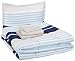 AmazonBasics Easy Care Super Soft Microfiber Kid's Bed-in-a-Bag Bedding Set - Twin, Navy Stripes