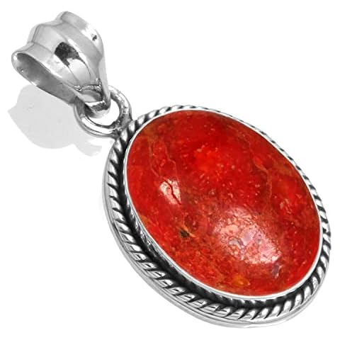 Jeweloporium 925 Silver Red Coral Pendant Cover