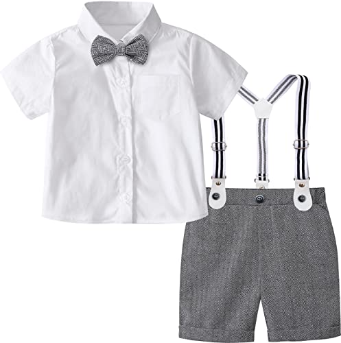 Image of A&J DESIGN Baby Boys Gentleman Suit, 2Pcs Outfit Shirt & Pants