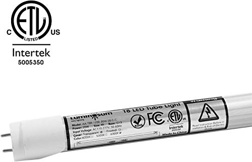 Luminosum Led T8 Light Tube 4 Foot 20W (40W Equivalent) Dual-Ended Powered G13 Clear Cover Daylight 5500-6000, Etl Listed, 25-Pack #TOP1
