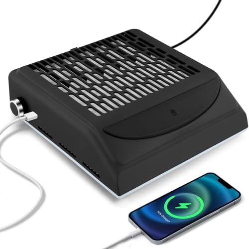 Aspirateur sans fil pour ongles - 56 W - Batterie professionnelle avec 2 filtres - Pour ongles en acrylique et gel - Avec 1 brosse - Pour salon de manucure et...