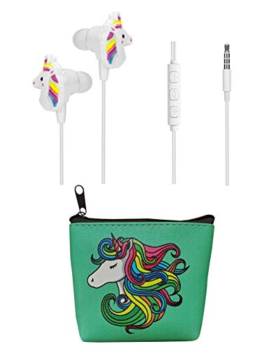 Unicorn Earbuds for Kids Girls, TMHH Cute Headphones with Earphone Case, Microphone, Volume