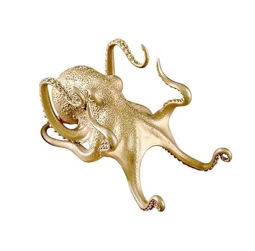 JSBWSFA Octopus Mobile Phone Holder, Multifunctional Octopus Holder Phone Stand Pen Holder Octopus Statue Animal Sculpture Collectibles Desk Decor Ornaments (Gold)