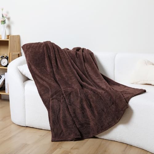 Couverture imperméable lit contre les taches de chien et chat plaid doux marron - 3