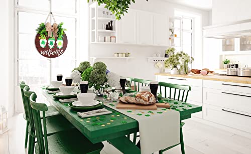 Davsolly St Patrick Day Welcome Sign For Front Door Décor St Patrick Day Wood Door Wreath With Gnomes Shamrock Burlap Bow Decoration #TOP4