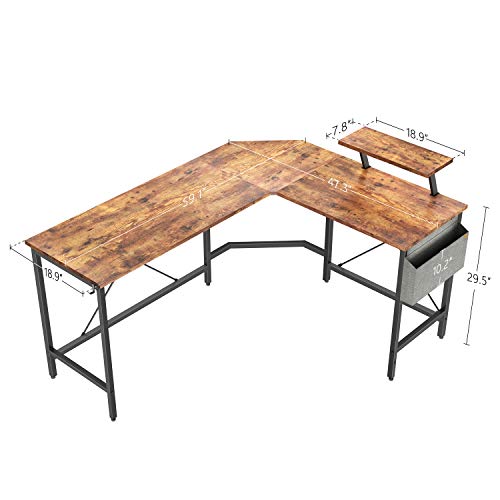 Image of Cubiker Multi-Purpose Height-Adjustable Lapdesk, Study Table, Portable, with Docking for Tablet, Room Work, Ideal for Work from Home, DIY Table, Easy to Assemble (59.1 inch x 47.3, Rustic)