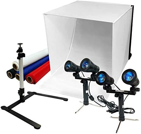 LimoStudio 24" Table Top Photography Studio Light Tent Kit in a Box - Photo Tent, 2x Double Head Light Set, Mini Camera Stand, AGG903V2