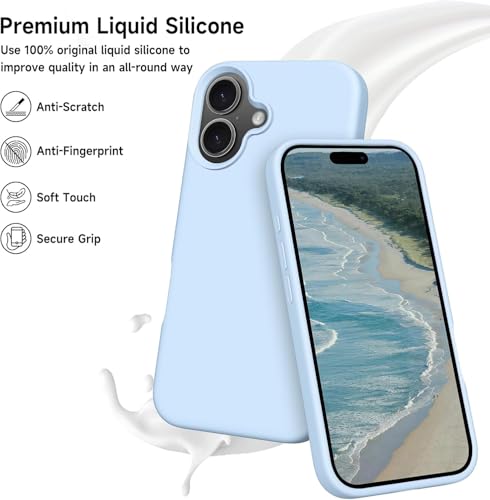 Image of Back Cover Compatible with iPhone 17 Case (6.3) Soft Touch Slim Liquid Silicone Full Protection Shock Proof Back Cover for iPhone 17 (SC Sky Blue)