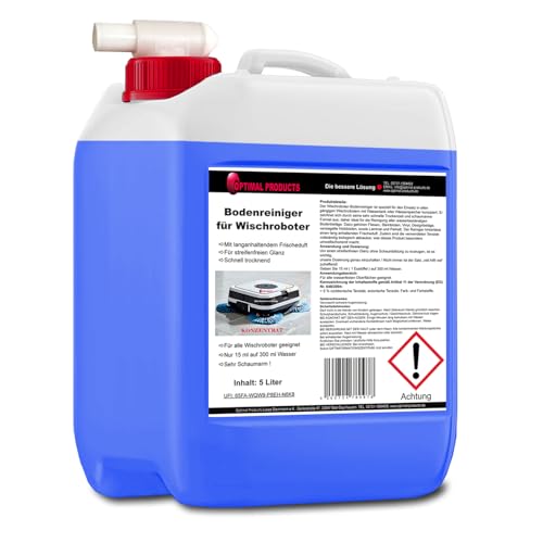 Nettoyant pour sols pour robots laveurs (5 L + robinet de vidange) | Détergent concentré pour tous les robots laveurs & aspirateurs avec fonction humide | Faible moussage & sans traces