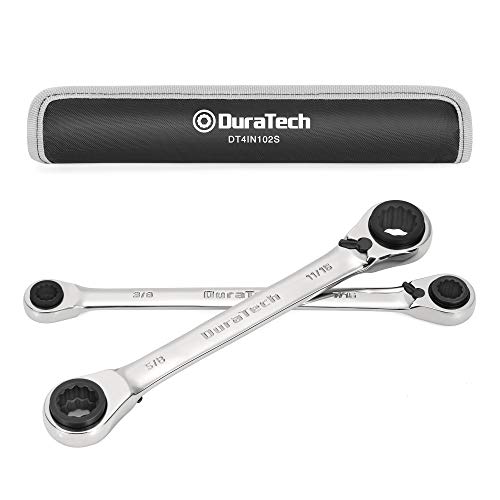 DURATECH Reversible Ratcheting Wrench Set, 4 in 1 Double Box End Wrench
