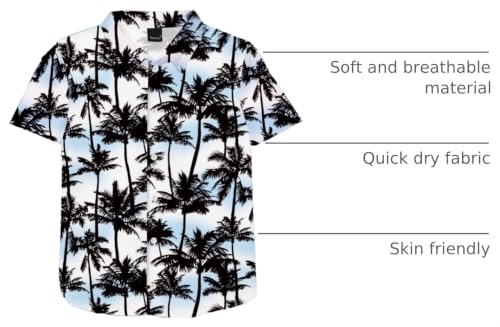 Image of Remimi Unisex Kids 4th of July Button Up Shirt Boys American Flag Print Hawaiian Beach Short Sleeve Tops 5-14 Years