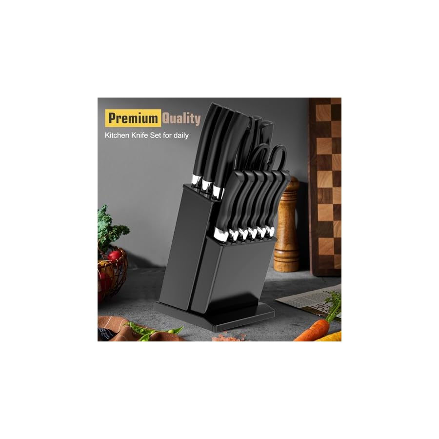 15-Piece-Kitchen-Knife-Set-Kitchen-Knives-Set-ABS-Handle-Chef-Knife-Set-Multifunction-Knife-Block-Set-For-Slicer-Cutting-ChoppingPerfect-Holiday-Gift-BLACK Meleho 15 Piece Kitchen Knife Set, Kitchen Knives Set, ABS Handle Chef Knife Set, Multifunction Knife Block Set For Slicer, Cutting, Chopping,Perfect Holiday Gift (BLACK)