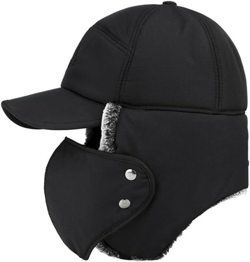 Winter Thermal Bomber Hats Men Women Ear Protection Face Windproof Ski Cap Velvet Thicken Couple Hat