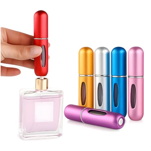 Frascos Recarregáveis de Perfume 5ml – Atomizador Spray Portátil para Viagem e Bolsa, Cores Sortidas.
