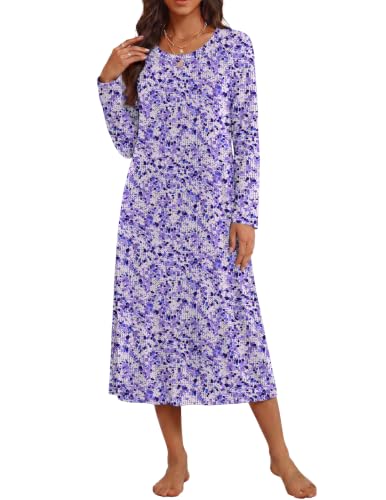 Ekouaer Long Sleeve Nightgowns for Women Calf Length Sleep Shirts - image 1