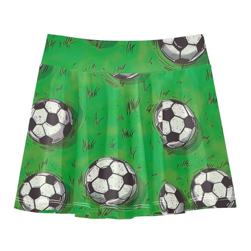 Falda pantalón de tenis para niñas, falda atlética con pantalones cortos, de cintura alta, para correr, balones de fútbol, campo verde