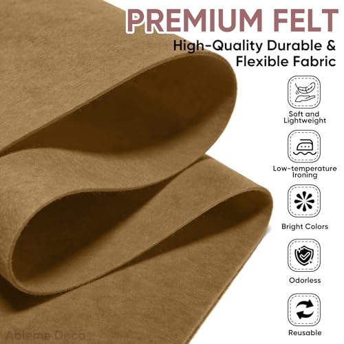 Image of Soft Felt Fabric Sheet 18 inch x 36 inch, 1.6mm Acrylic Craft Felt, Tan | Soft Thick Felt by The Yard, Large Precut Sheet, Nonwoven Fabric for Sewing DIY Crafts, Classroom & Home Decor