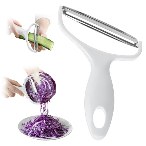 Upgrade 2 pack Veggie cabbage shredder for coleslaw stainless steel cucumber carrot Potato peeler grater slicer,Kitchen gadgets (white)