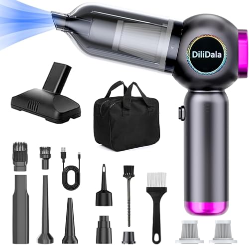 Handstaubsauger Akku für Auto, Auto Staubsauger Stark, 22000PA Handstaubsauger Kabellos,3-Gang 220000 U/min Elektrische Staubgebläse Druckluft für Küche,PC, Sofa, Büro, Haus& Tierhaar Reinigung