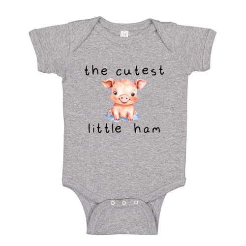 Image of Cutest Little Ham Pig Baby One Piece Bodysuit Or Toddler Shirt Cute Farm Animal Newborn Outfit