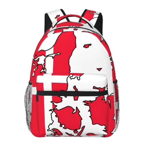 Mochila impermeable EdWal fácil de limpiar con mapa de Dinamarca para portátiles y senderismo