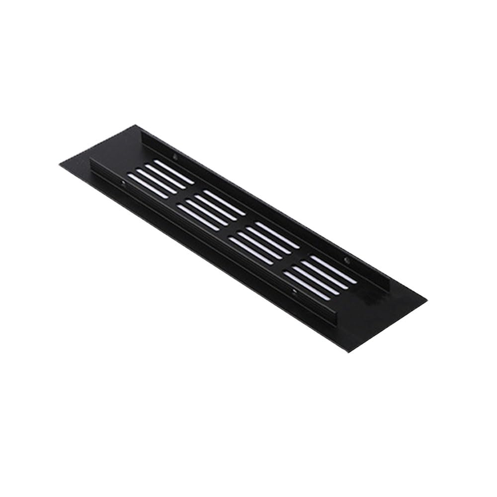 Rejilla De Ventilación Rectangular De Aleación De Aluminio - 350 Mm X 50 Mm, Pack De 2 Unidades, Color Negro Mate, Para Cocina, Armarios O Paredes