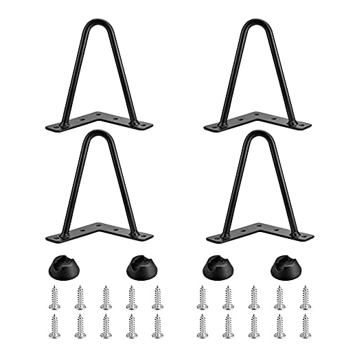 KLYNGTSK 4 st hårnålsben tunga möbelben 2 stänger soffbord ben metall matbord ben med 4 gummikläden och 20 järnskruvar, för laptopbord, stol och gör-det-själv-möbler (15 cm)