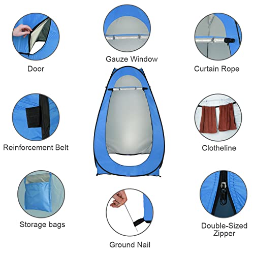 Pop Up Privacy Shower Tent, Vestidor o Cabina Portátil para Baño con Bolsa de Transporte para Camping, Playa o Tailgate, Azul miniatura 7