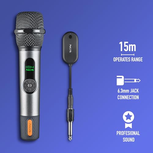 Pack de 2 micrófonos inalámbricos NGS con control de eco y volumen integrados 6